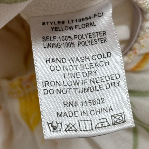 Ferne Boutique White and Yellow Floral Cropped Ruffle Women's Blouse NWT Small - Picture 9 of 9